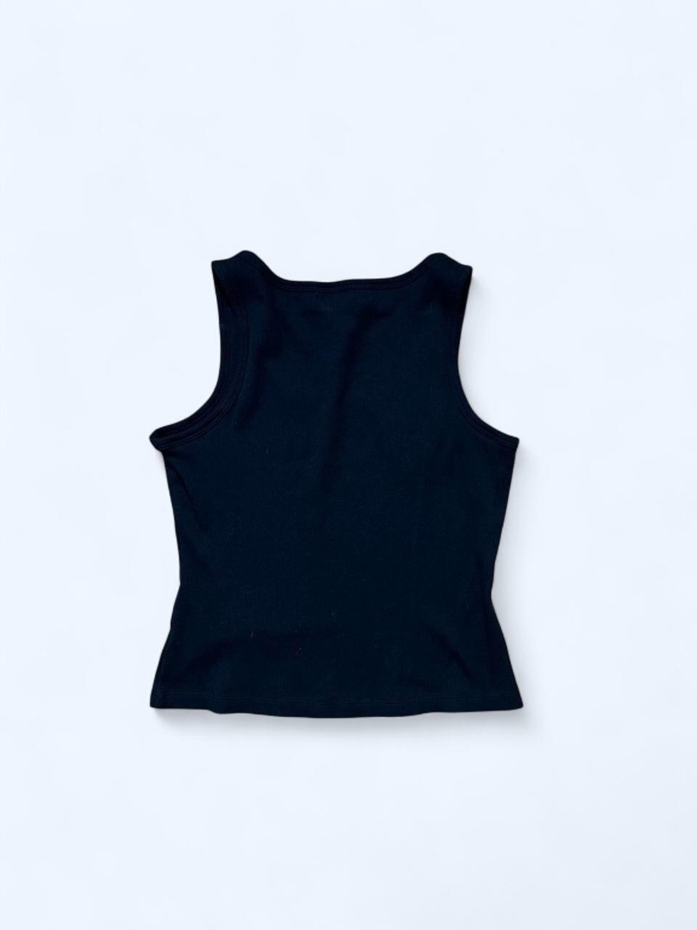 VTG Y2K Black Tank with Light Blue Flower Applique - Picture 4 of 4